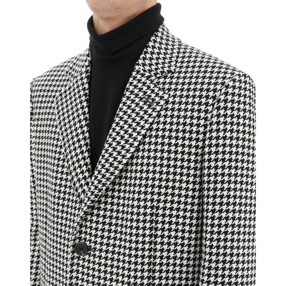 Pied-De-Poule Wool Coat