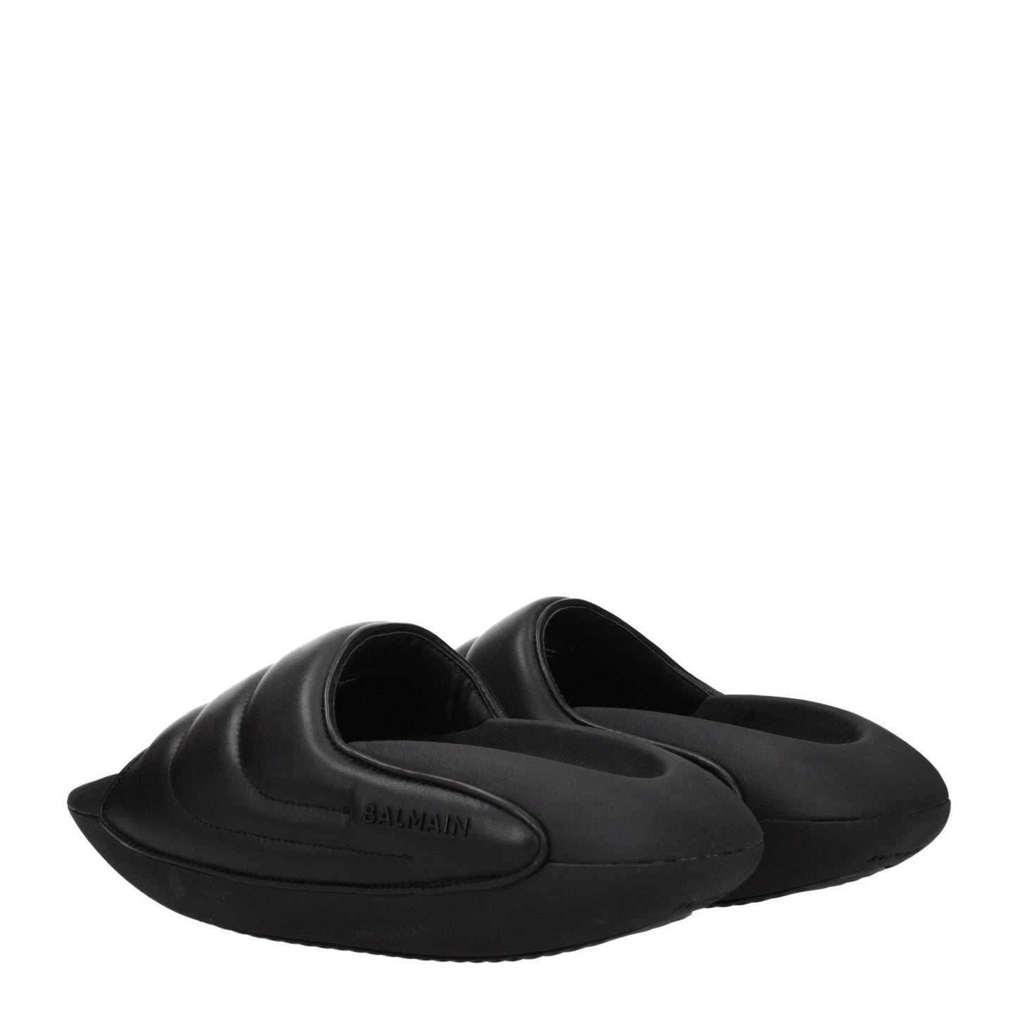 Black Leather Slippers Sandals