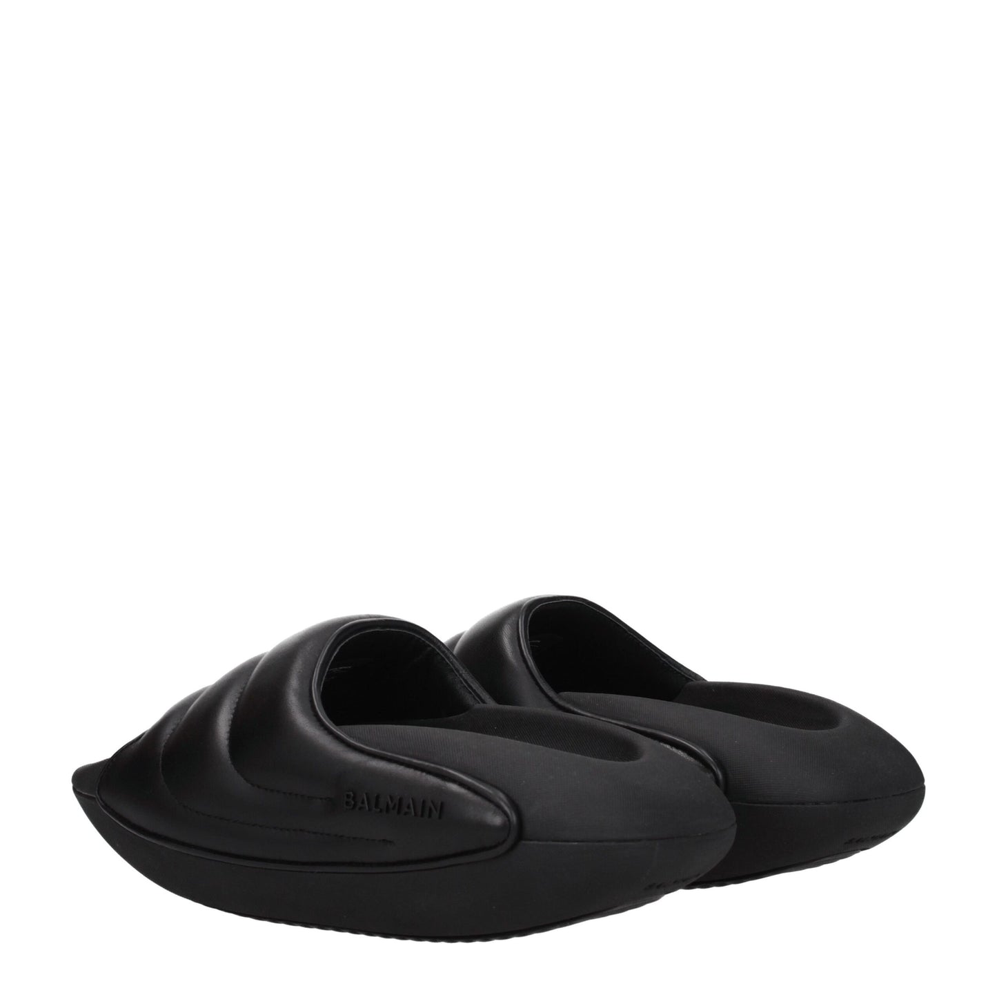 Black Leather Slippers Sandals