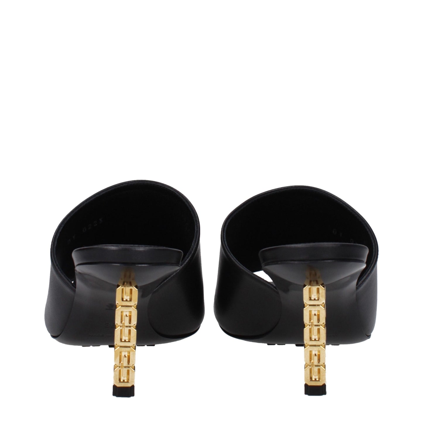 Black Leather Stiletto Heels Sandals