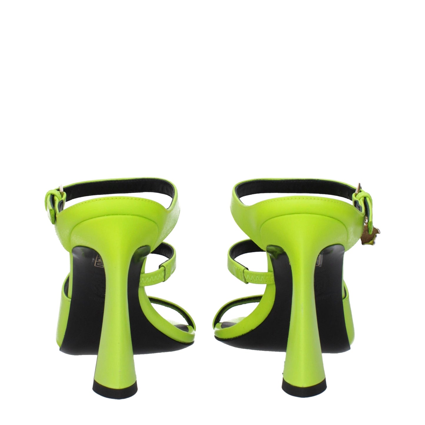 Green Leather Stiletto Heels Sandals