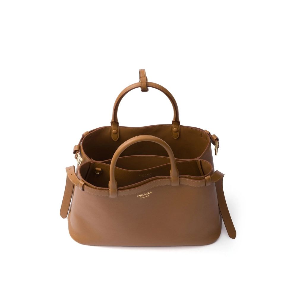 Leather Buckle Handle Bag