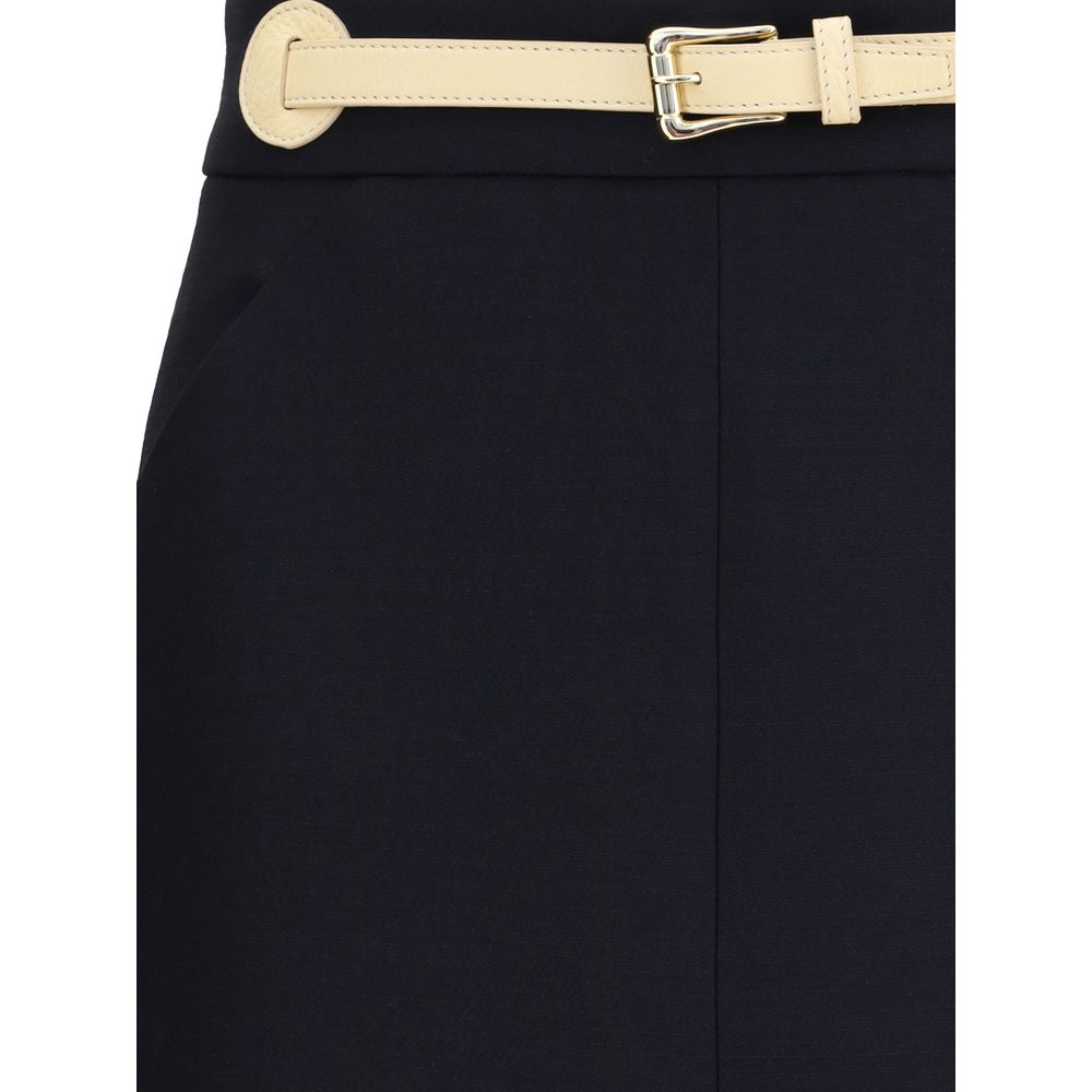 Valentino Garavani Black Wool Oves Aries Midi Skirt