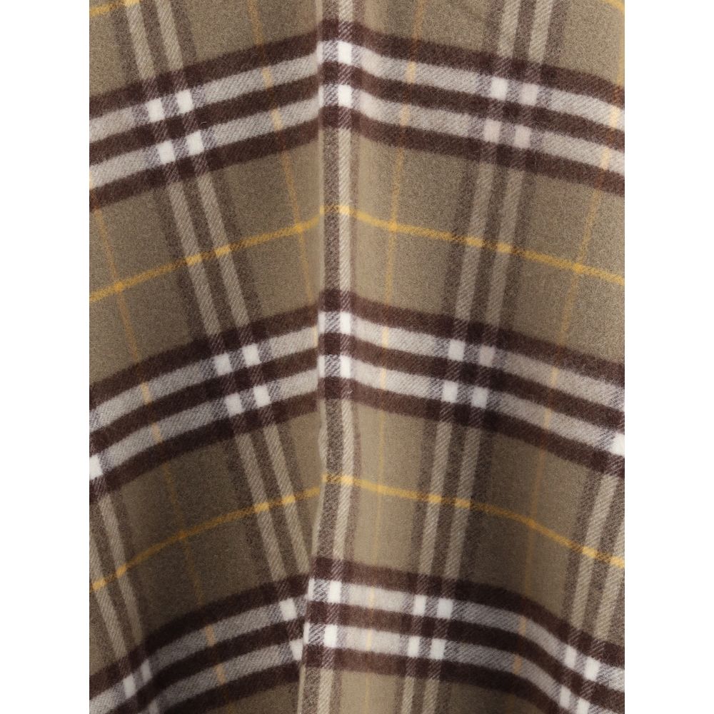 Wool and cashmere Check Cape