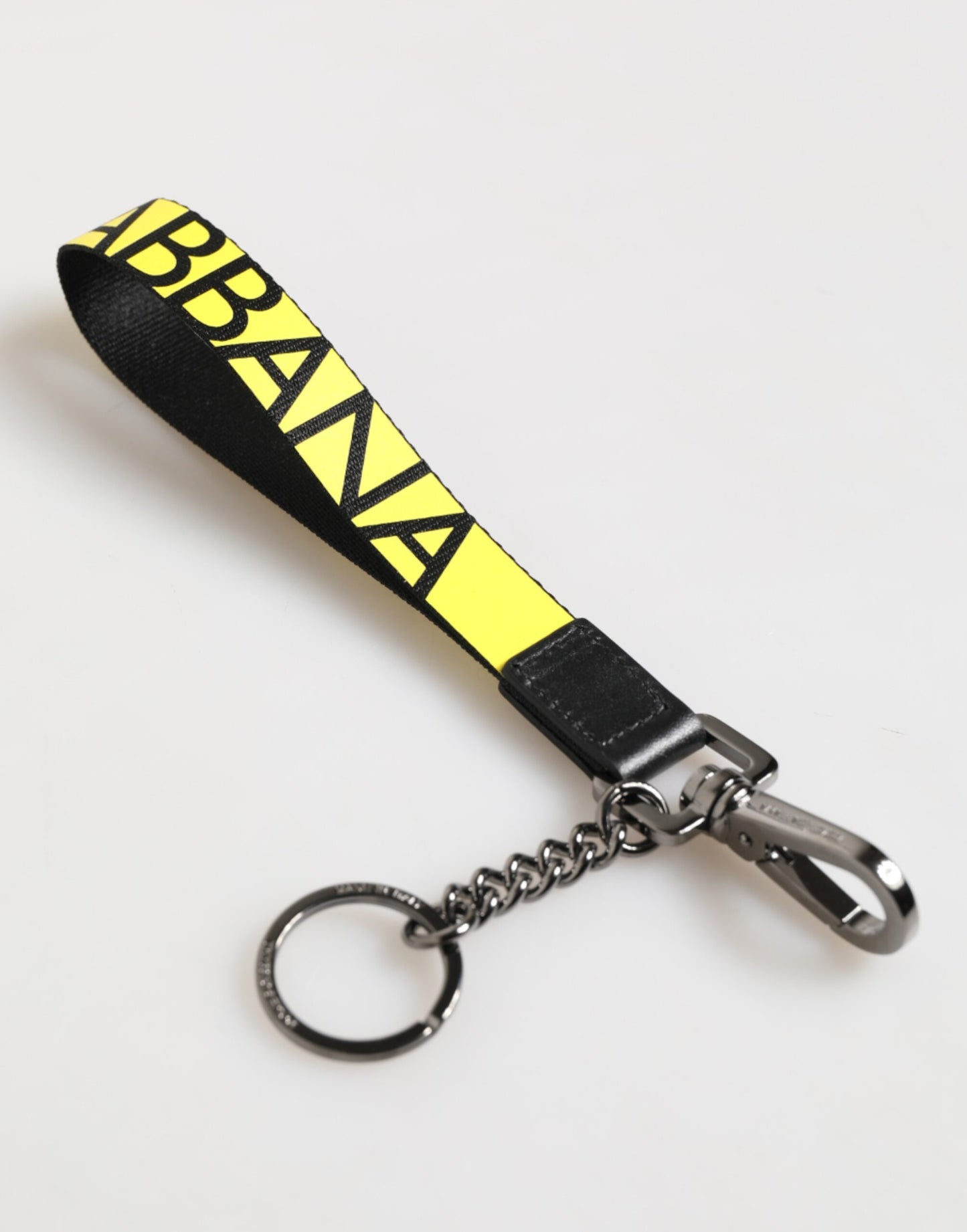 Yellow Logo Nylon Silver Brass Holder Keychain Keyring