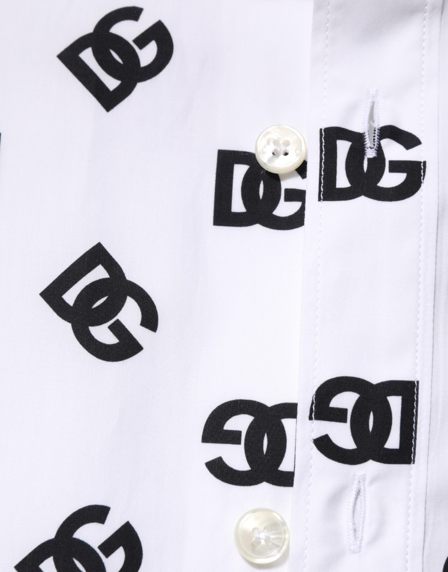 White Cotton Black DG Logo Long Sleeve Shirt