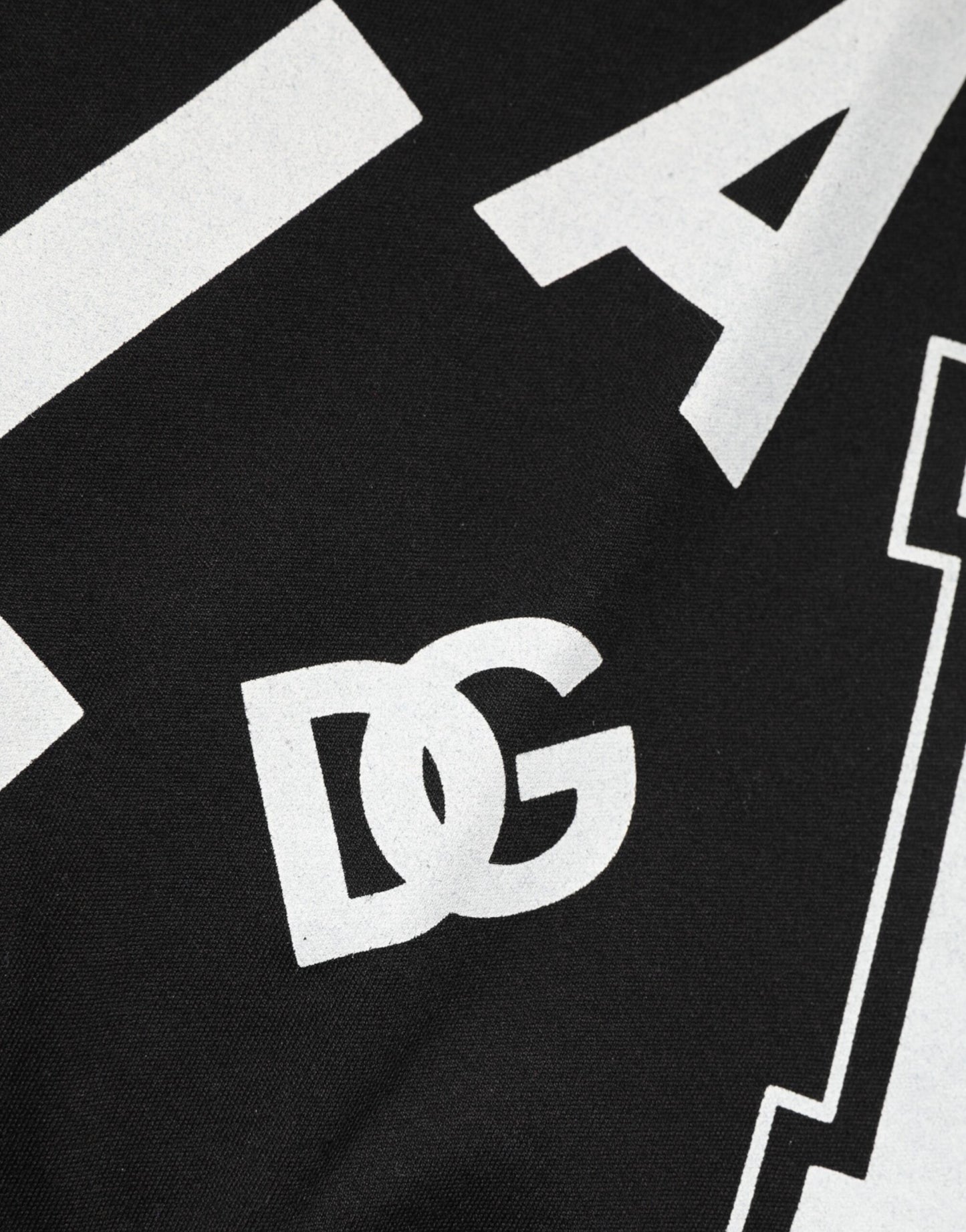 Black Cotton Letter Logo Short Sleeve T-shirt