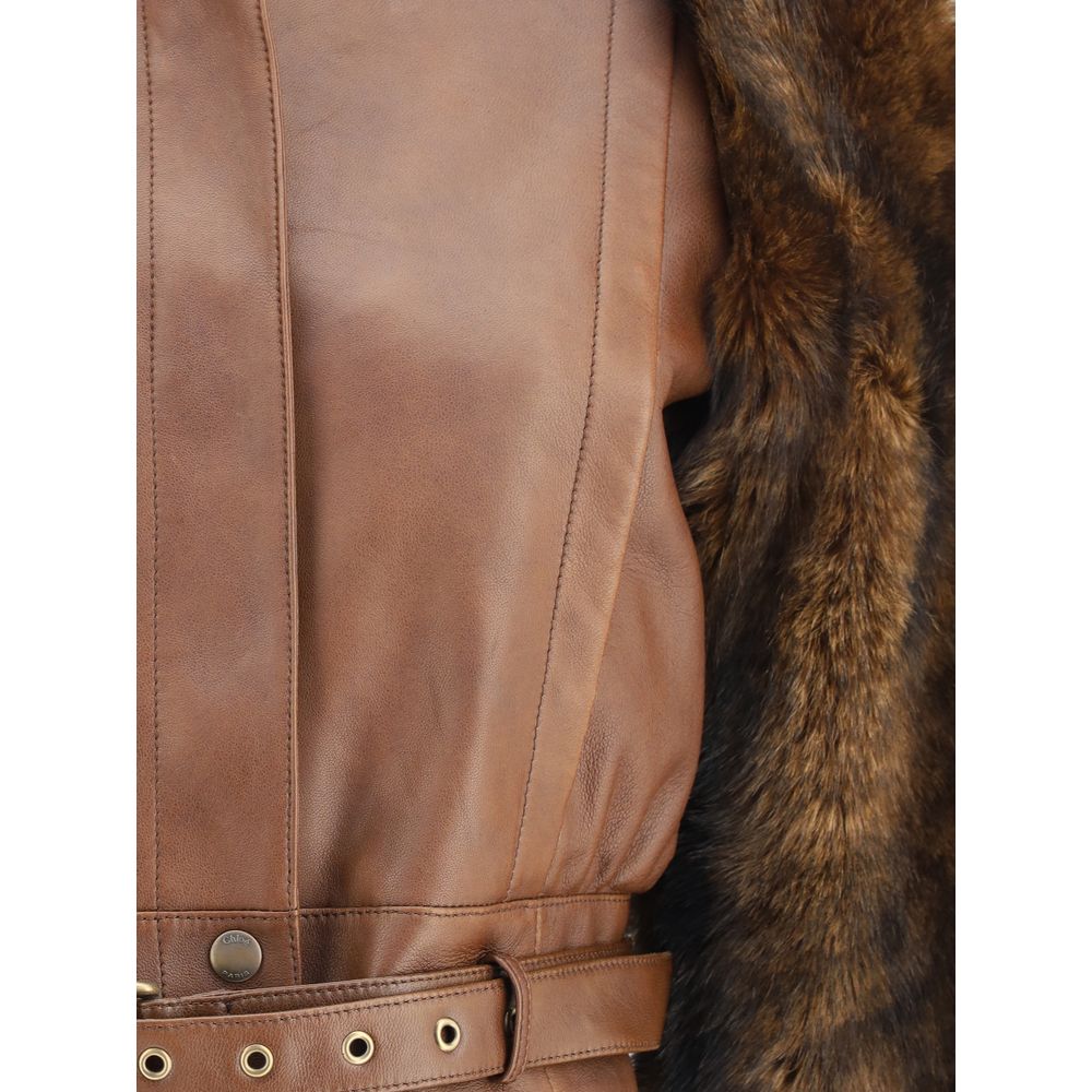 Leather and fur short Jacket