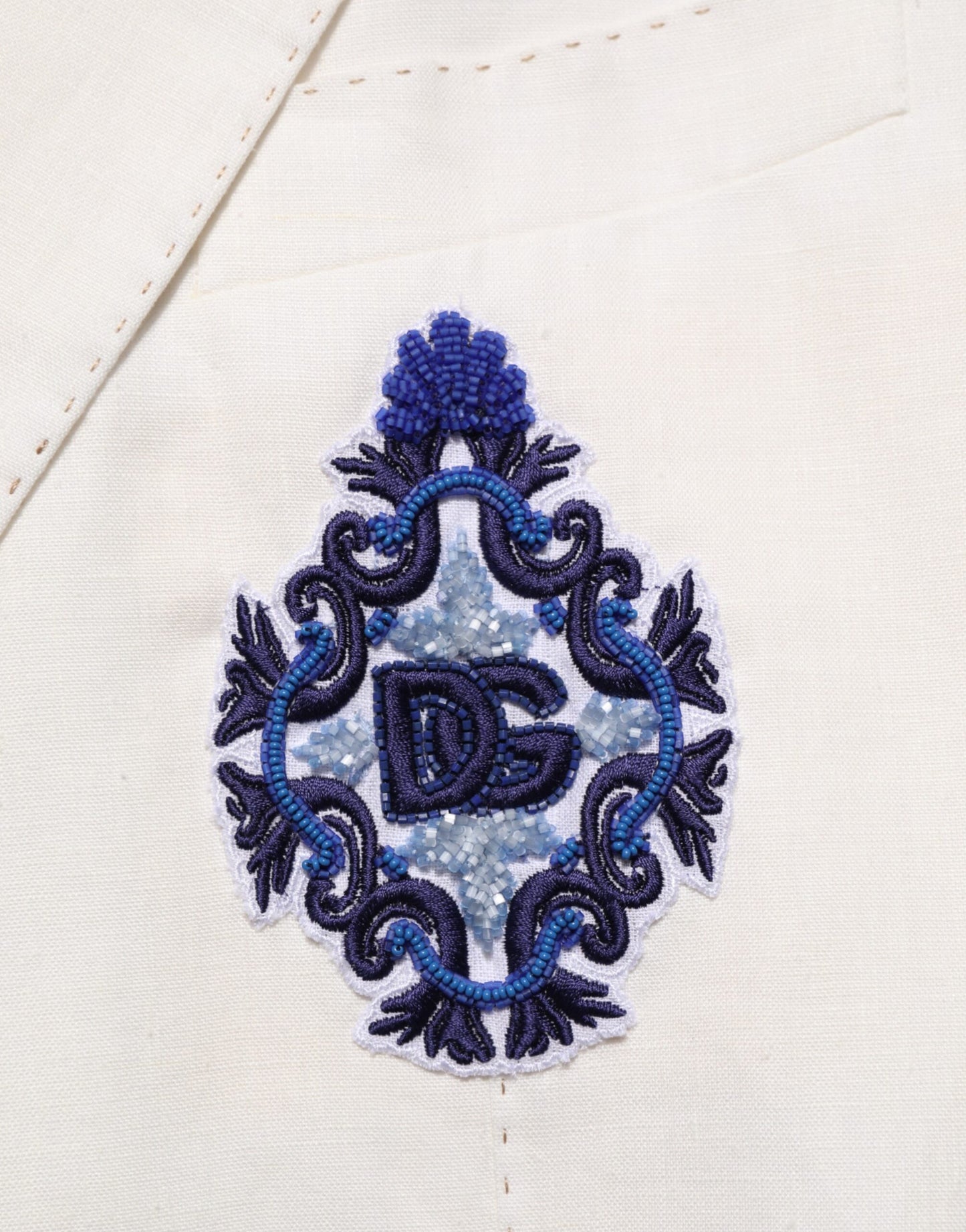 Light Cream Linen Embroidered 2 Piece Suit