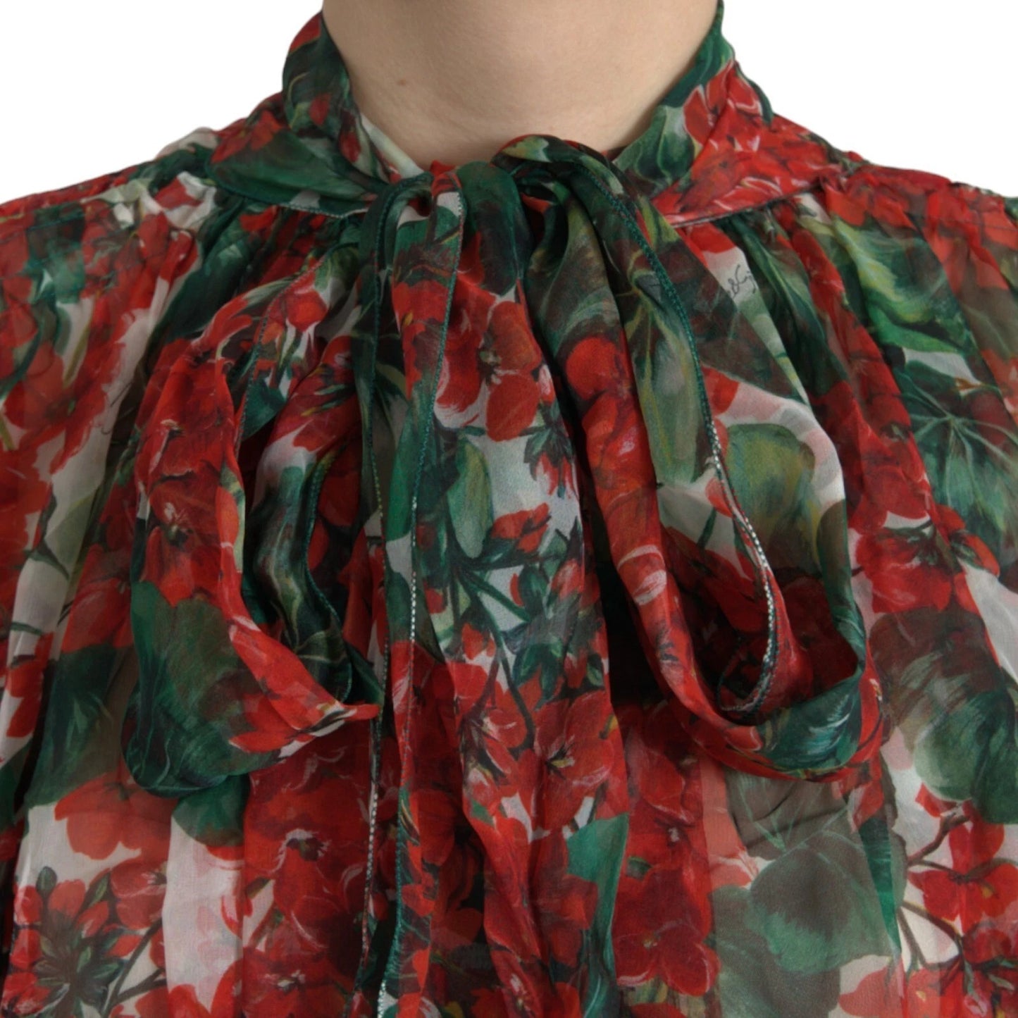 Multicolor Floral Silk Collar Blouse