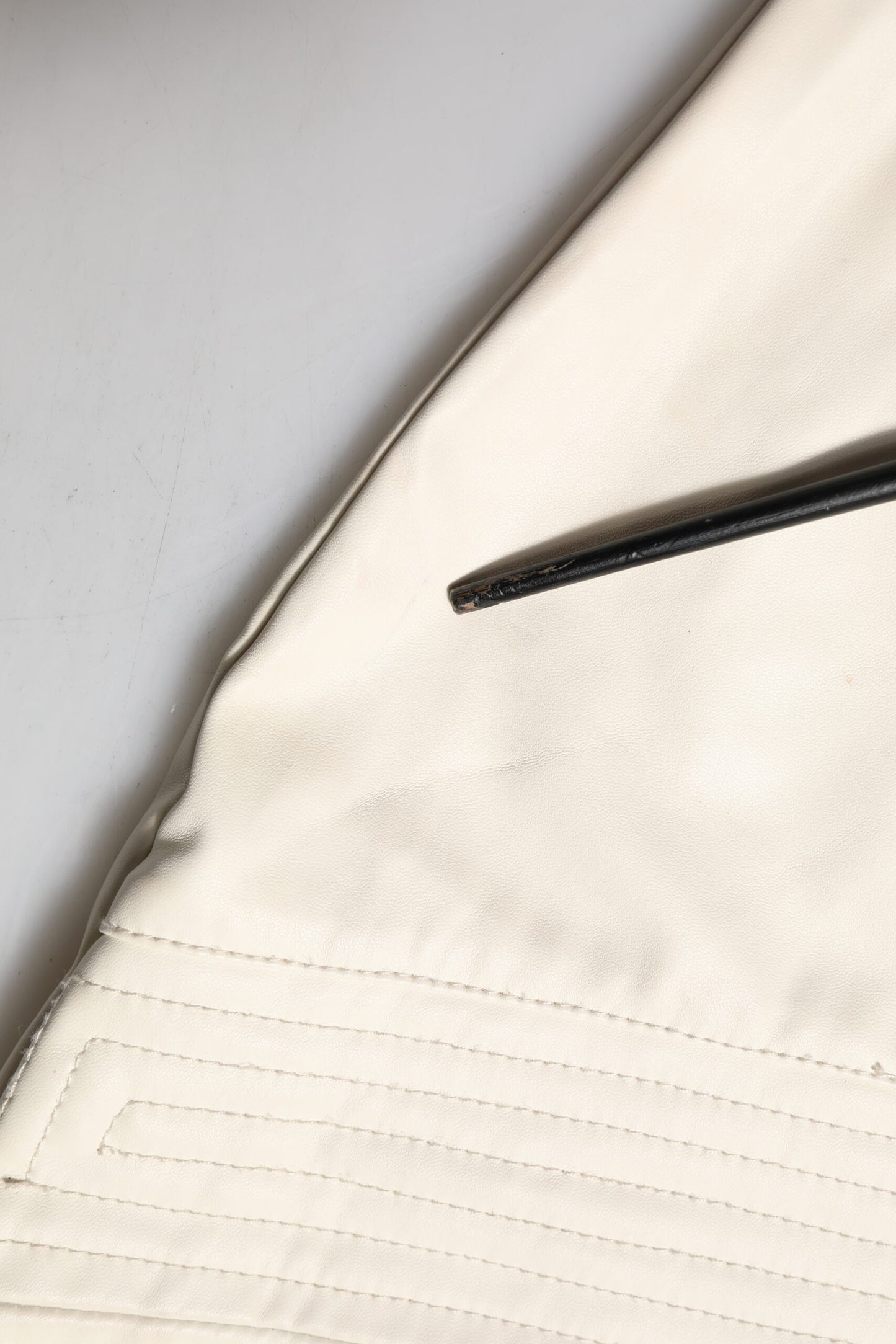 Beige Faux Leather Quilted Mini High Waist Women Skirt