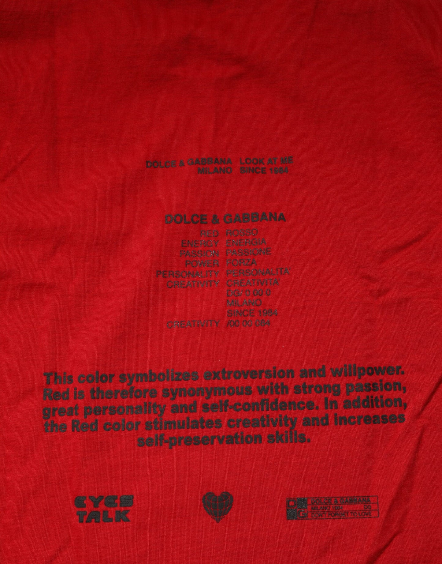 Red Logo Eye Print Cotton Short Sleeve T-shirt