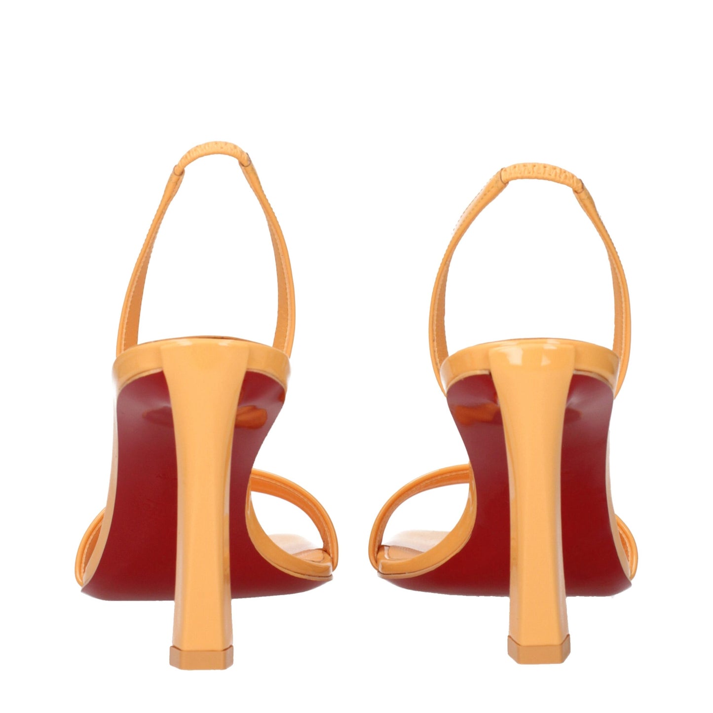 Orange Leather Stiletto Heels Sandals