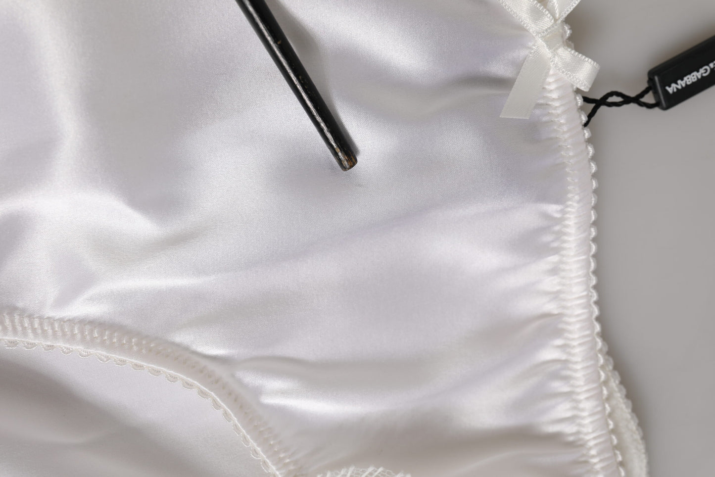 White Silk Satin Floral Lace Panty Brief Underwear