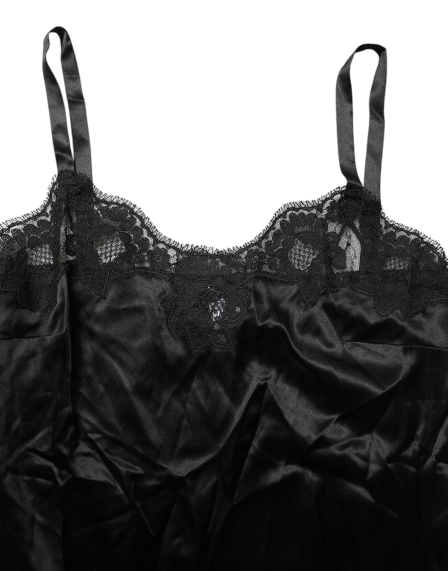 Black Silk Floral Lace Tank Lingerie Top Underwear