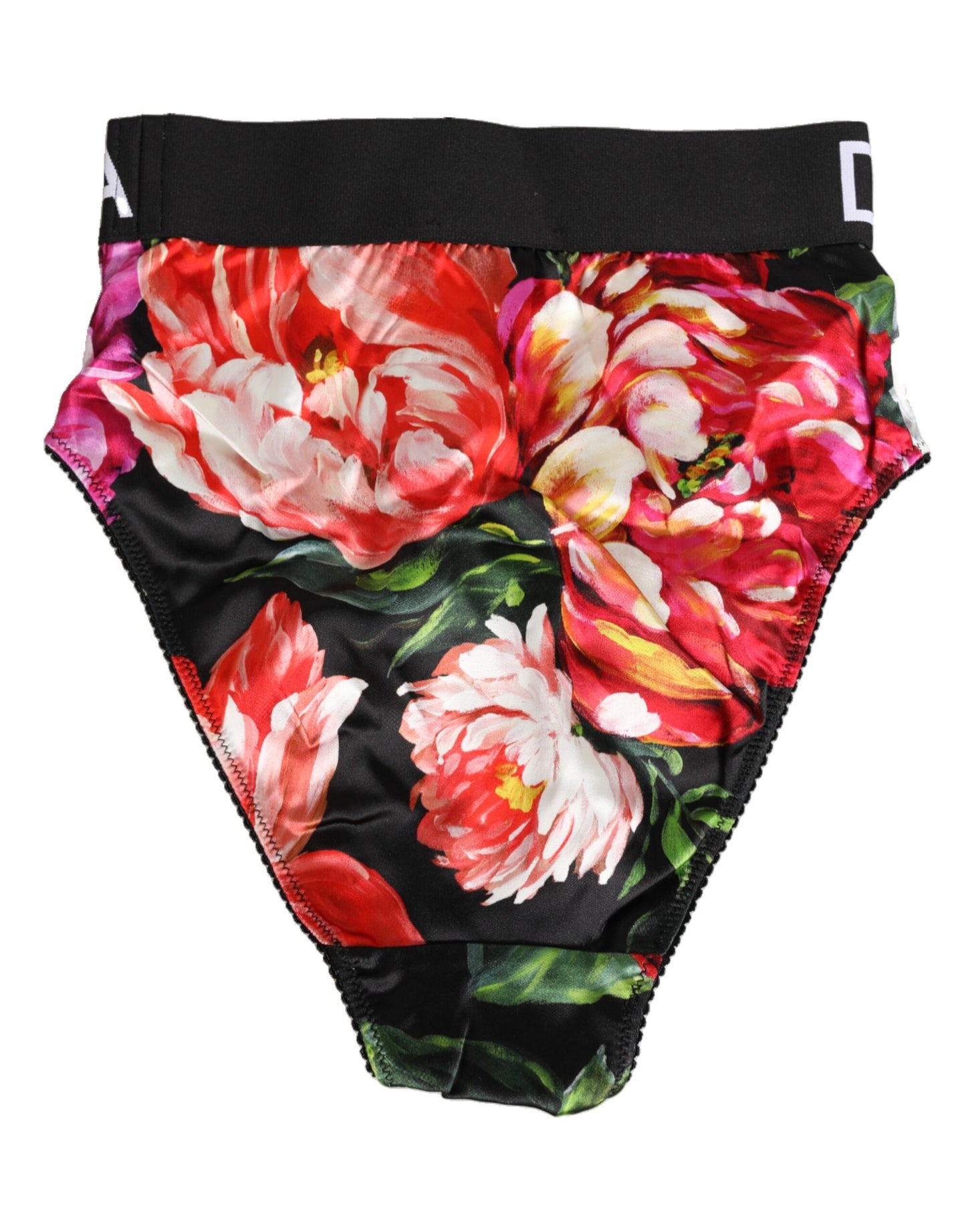 Dolce & Gabbana Black Floral Print High Waist Panty Underwear