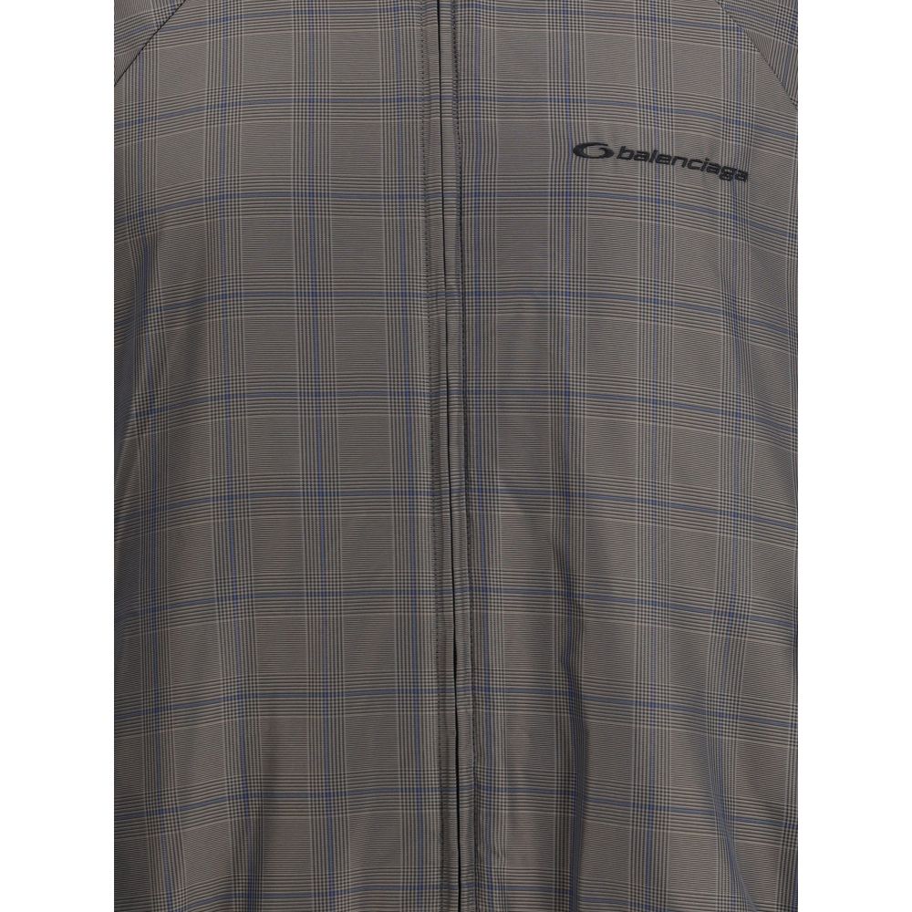 Zipped Jacket with Brown and Blue checked motif