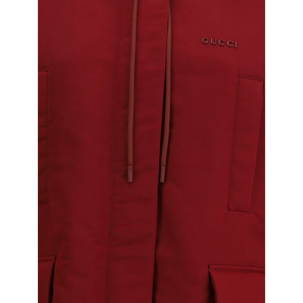 Red Polyester faille Jacket