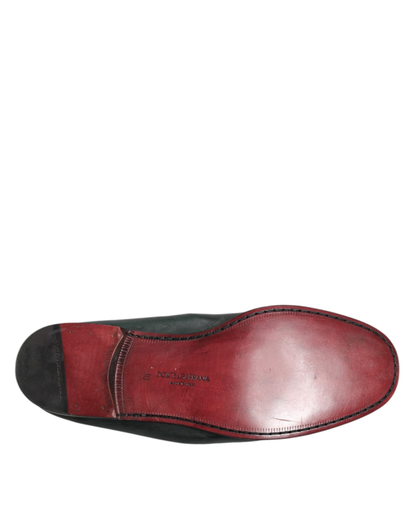 Green Leather Slip On Men Flat Loafers Shoes