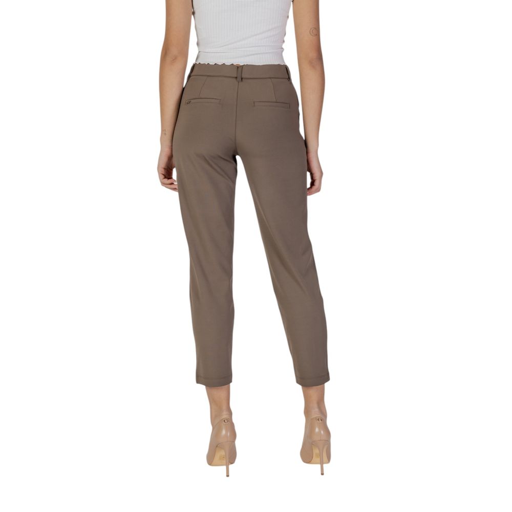 Street One Brown Polyester Casual Pants