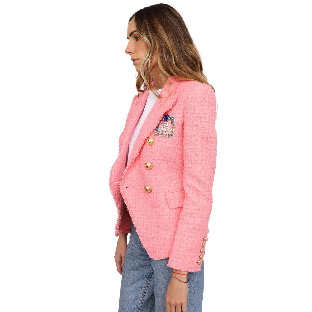Pink Cotton Women Blazer