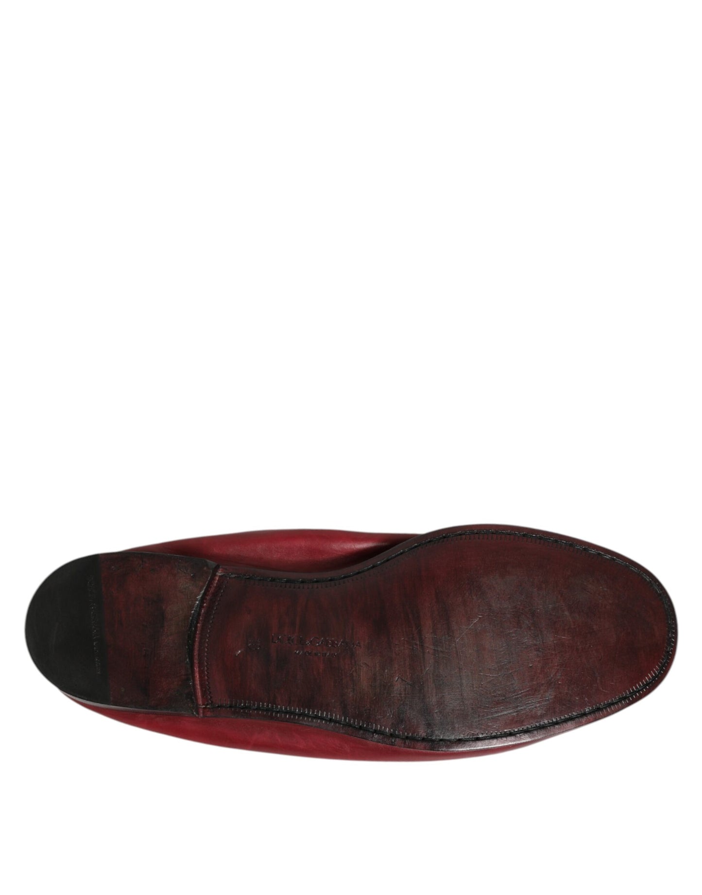 Red Leather Slip On Men Flat Loafers Shoes