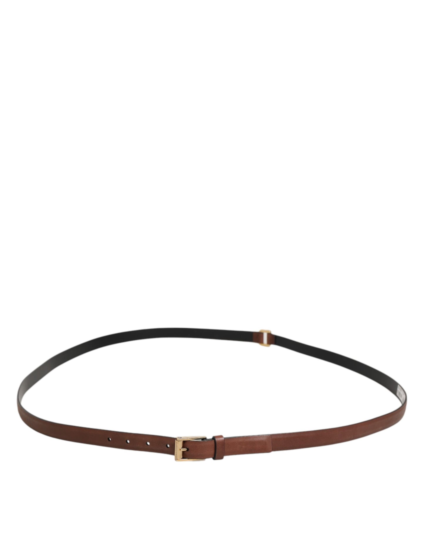 Brown Classic Gold Metal Logo Buckle Men Belt