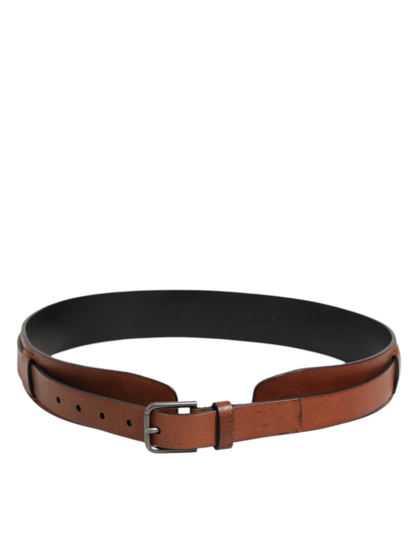 Brown Classic Gold Metal Logo Buckle Men Belt
