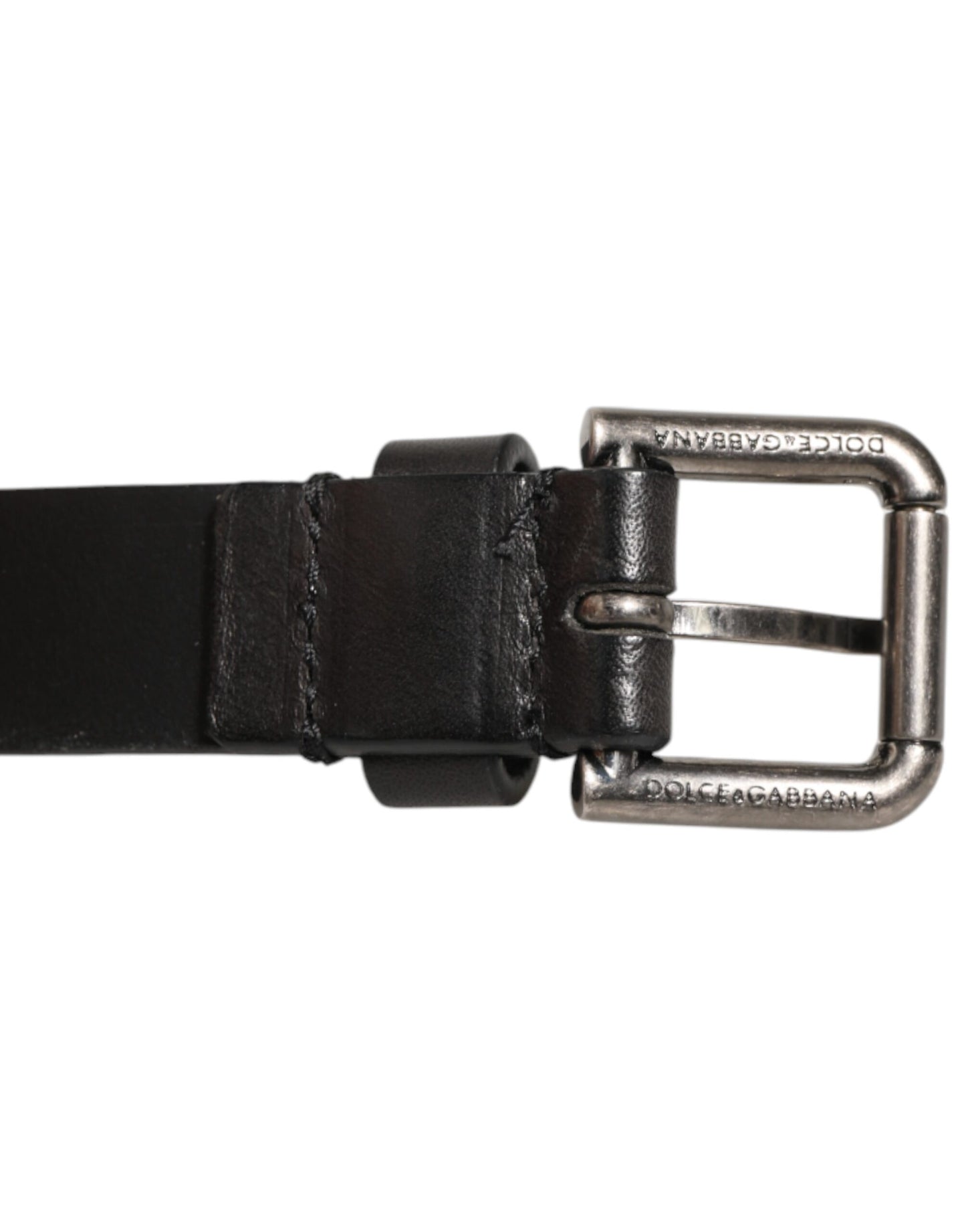 Black Double Strap Leather Silver Buckle Belt