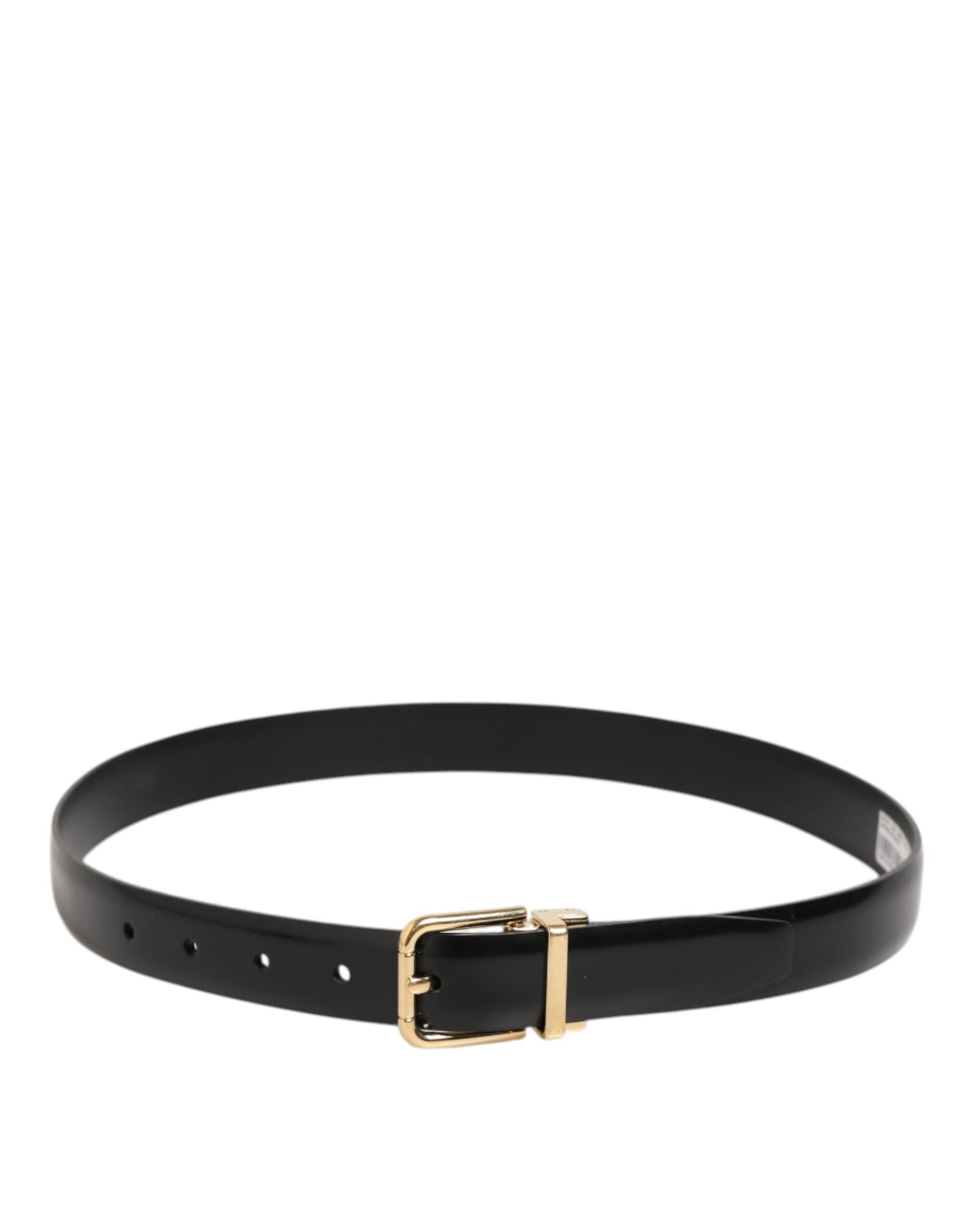 Black Classic Leather Gold-Tone Buckle Belt