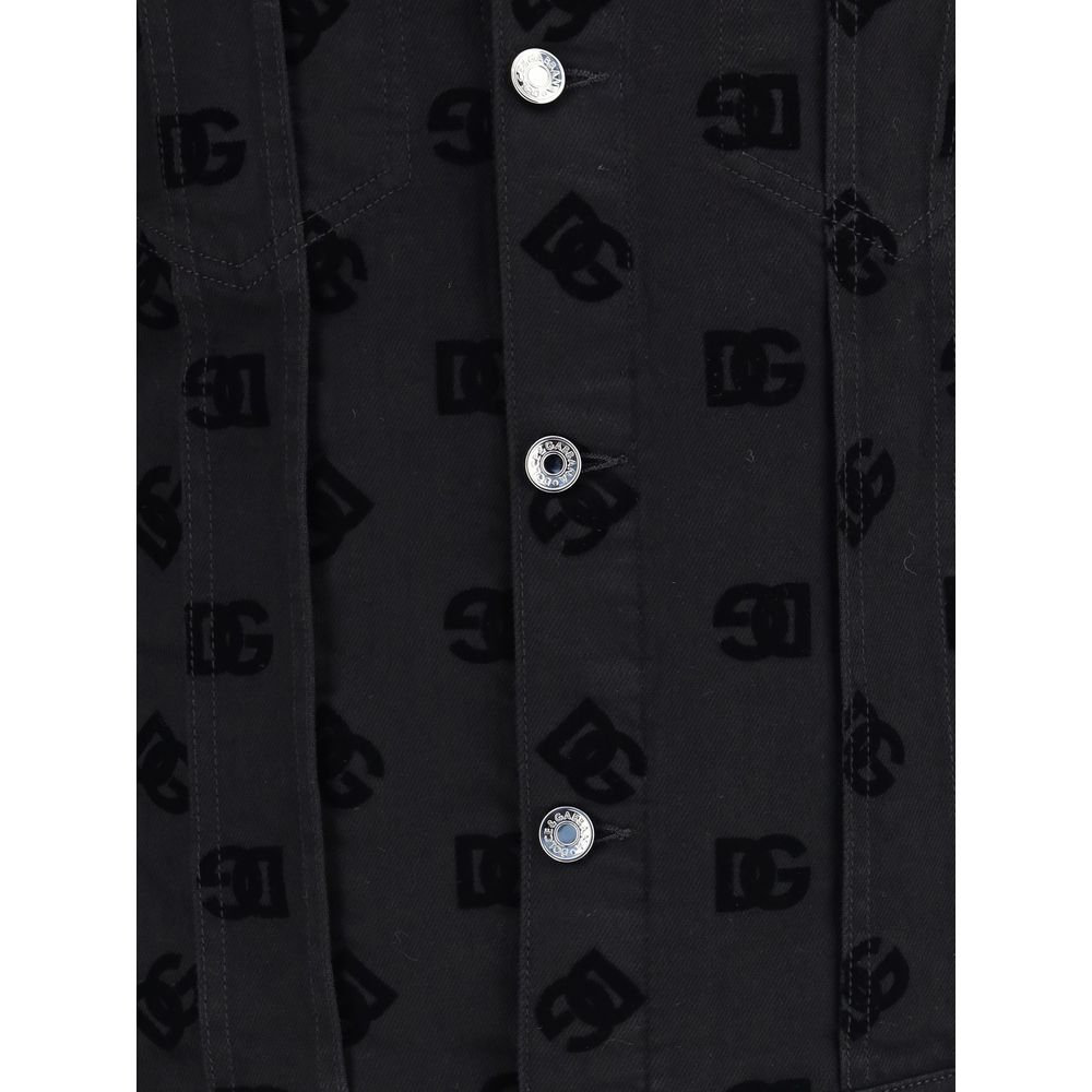 Jacquard-Logo Denim Jacket