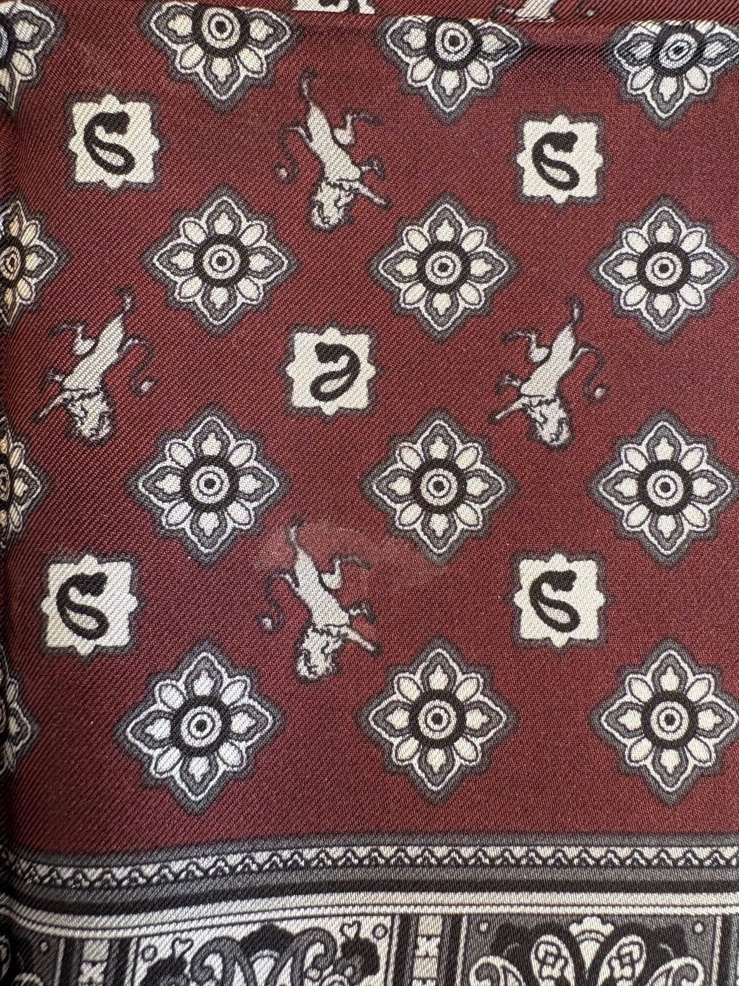 Dolce & Gabbana Bordeaux Bandana Silk Square Handkerchief Scarf