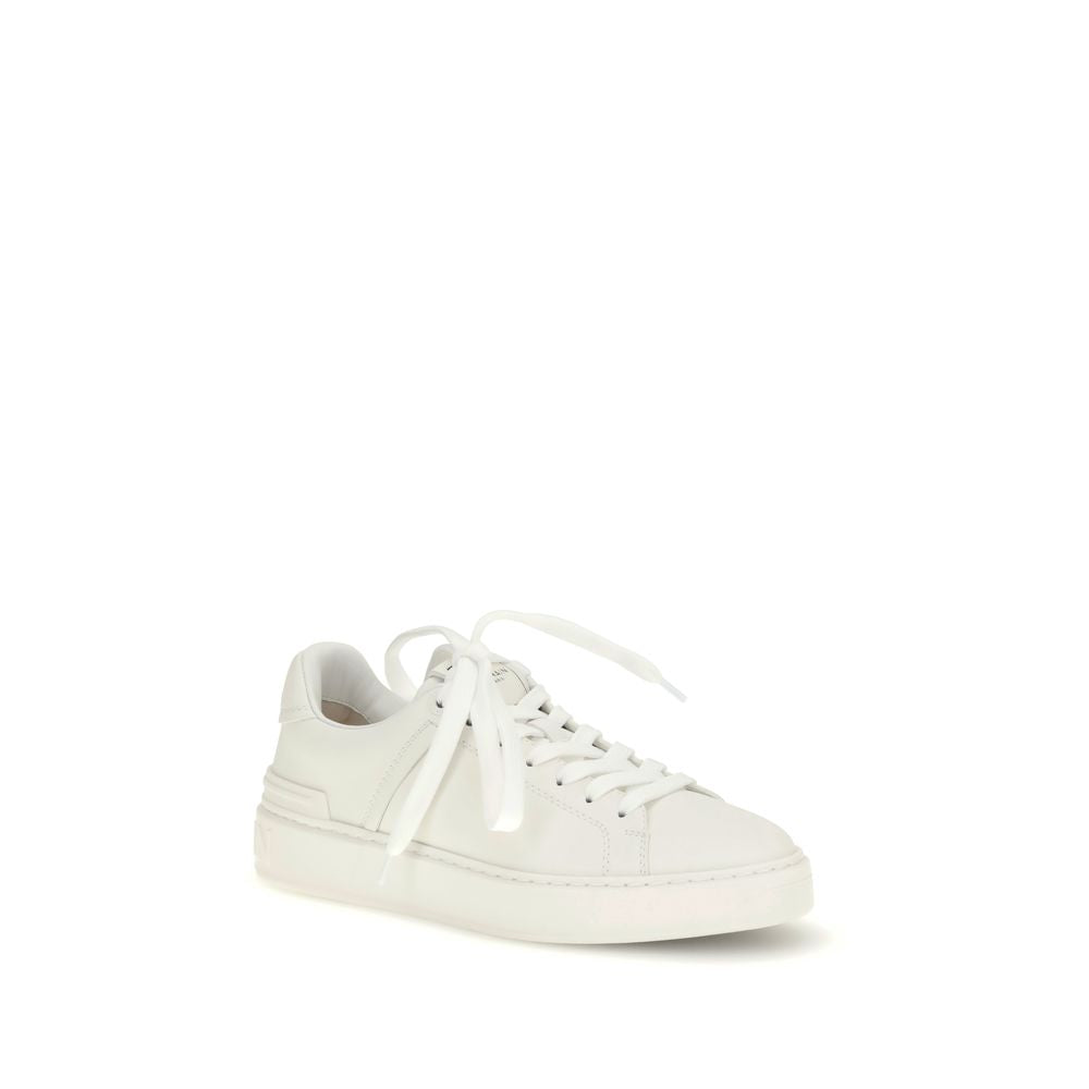Balmain White Calf Leather Bos Taurus Low Top Sneakers