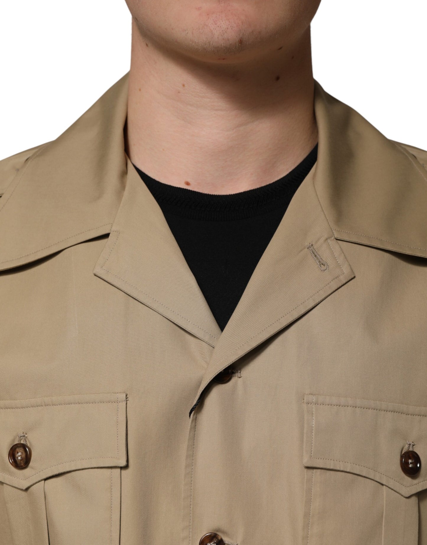 Dolce & Gabbana Brown Pin Up Short Sleeves Men Casual Shirt