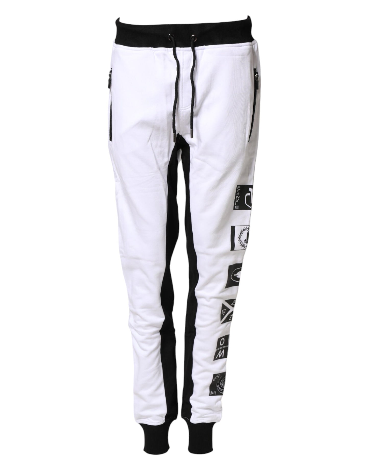 Frankie Morello Black White Skinny Jogger Sweatpants Pants