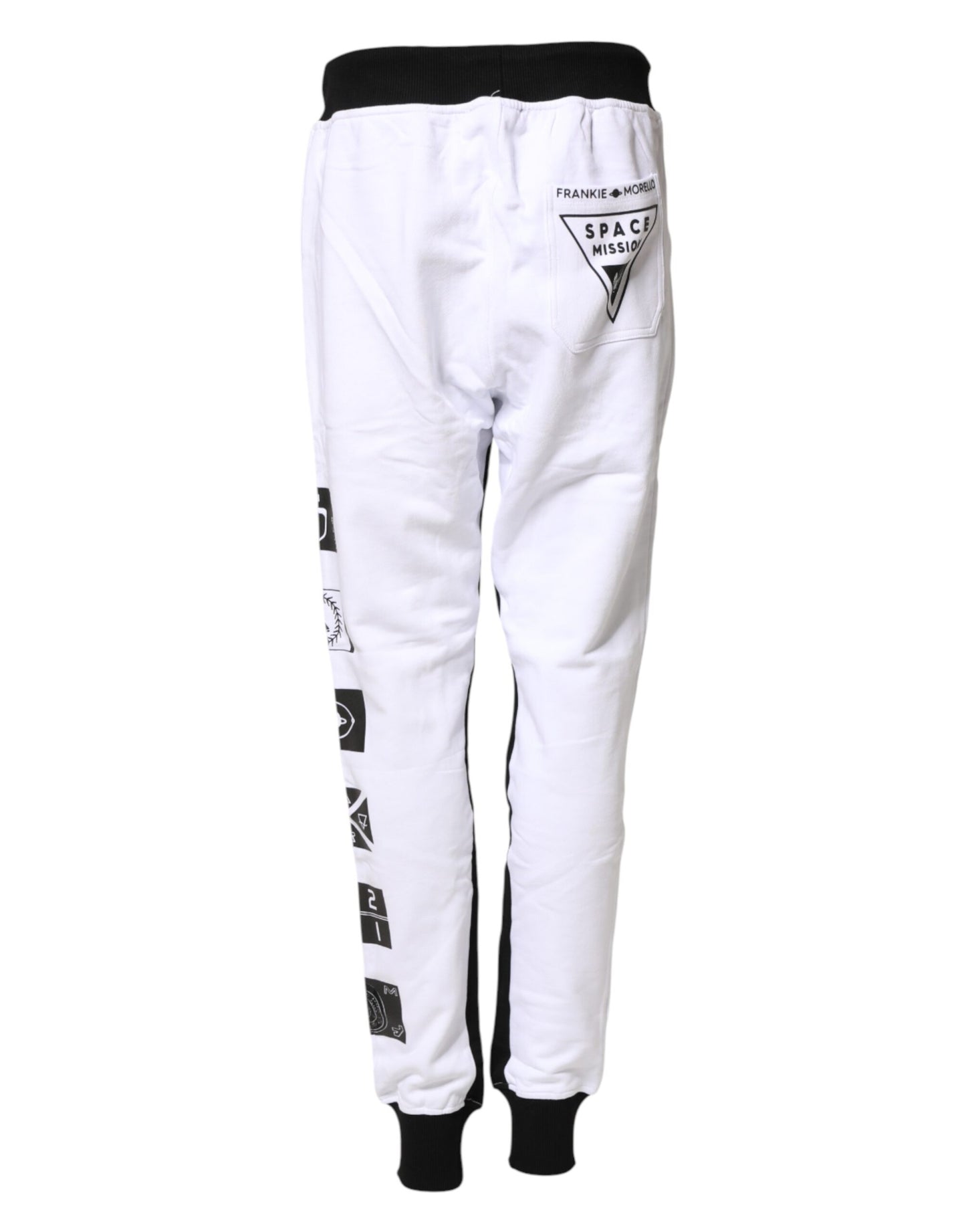 Frankie Morello Black White Skinny Jogger Sweatpants Pants
