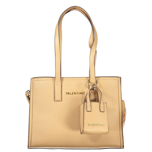 Mario Valentino Beige Polyurethane Women's Bag with Shoulder Handles