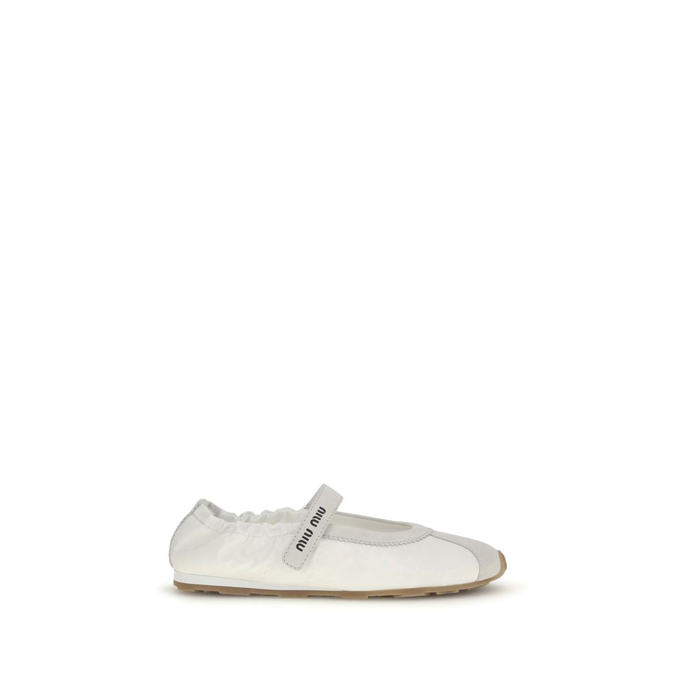 Miu Miu White Fabric Ballet Flats
