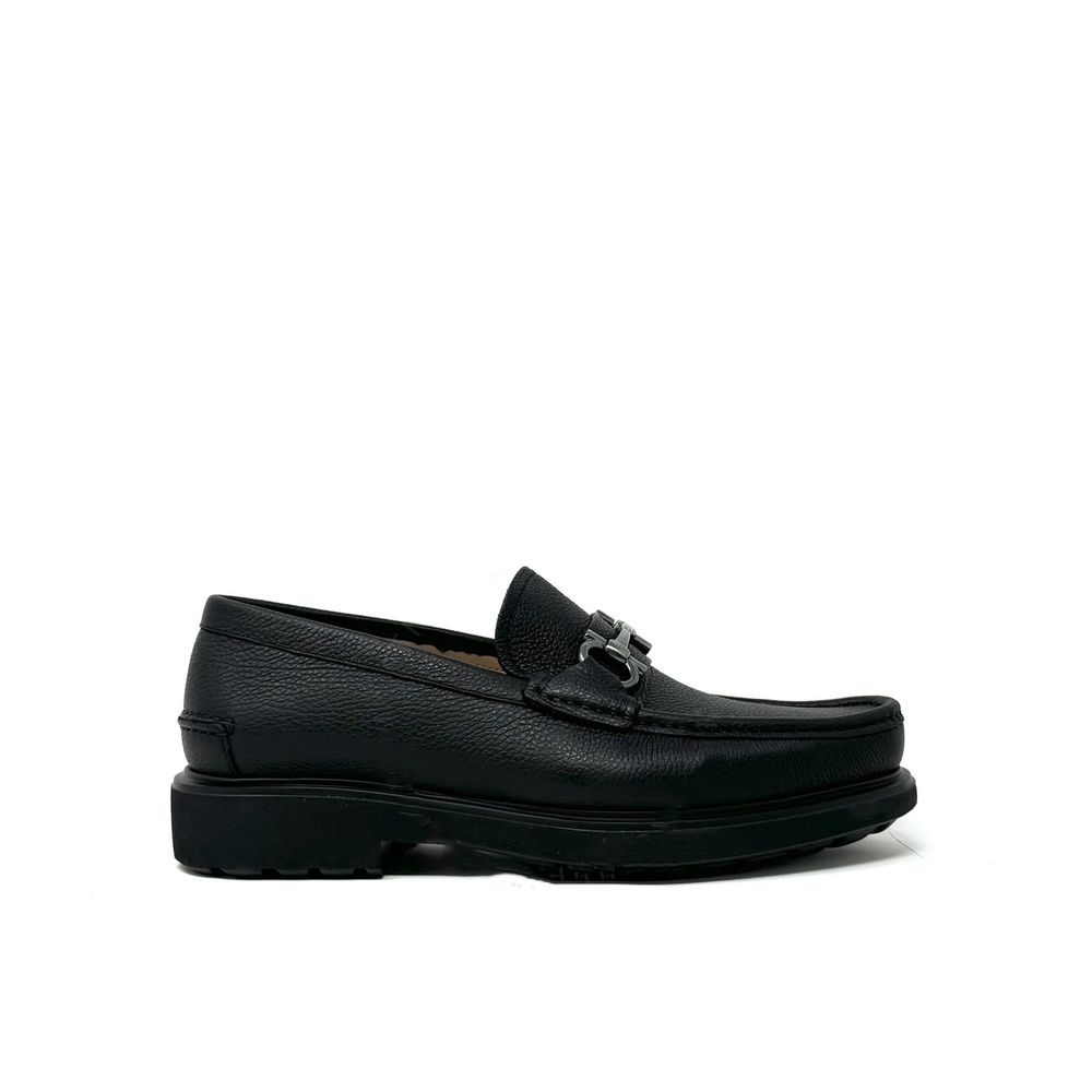 Salvatore Ferragamo Black Calfskin Slip-On Loafers