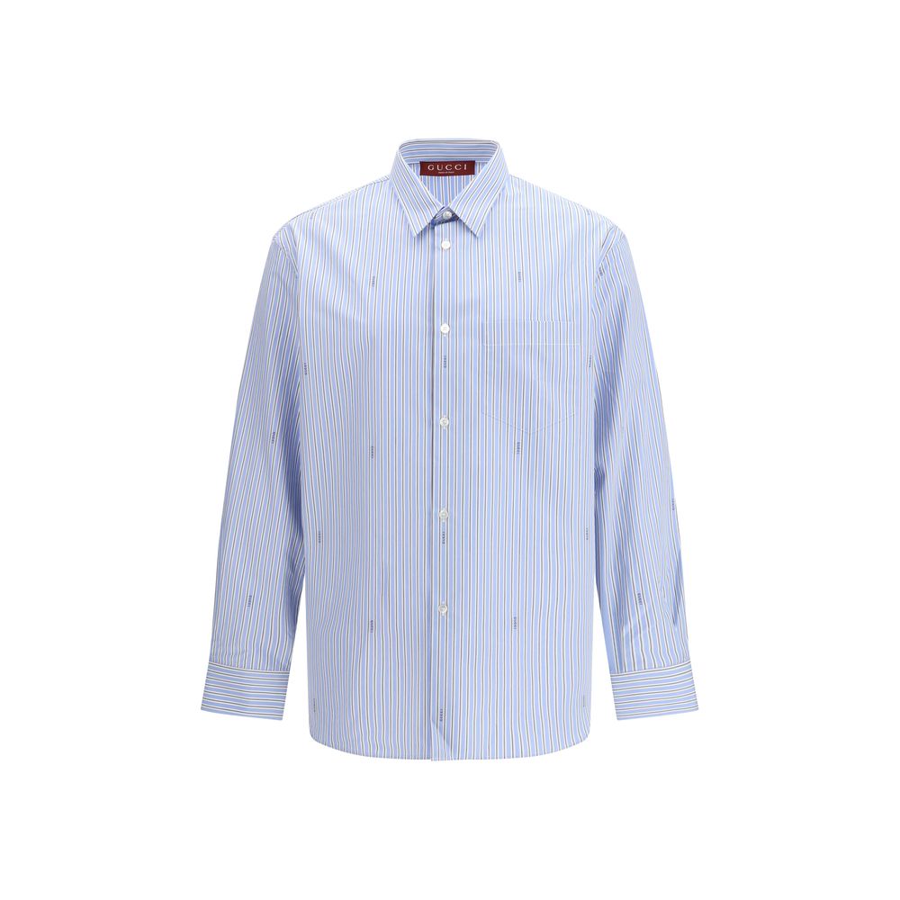 Gucci Blue Cotton Pattern Shirt