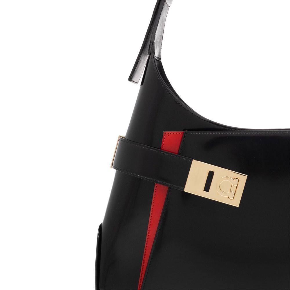 Salvatore Ferragamo Black Calfskin Shoulder Bag