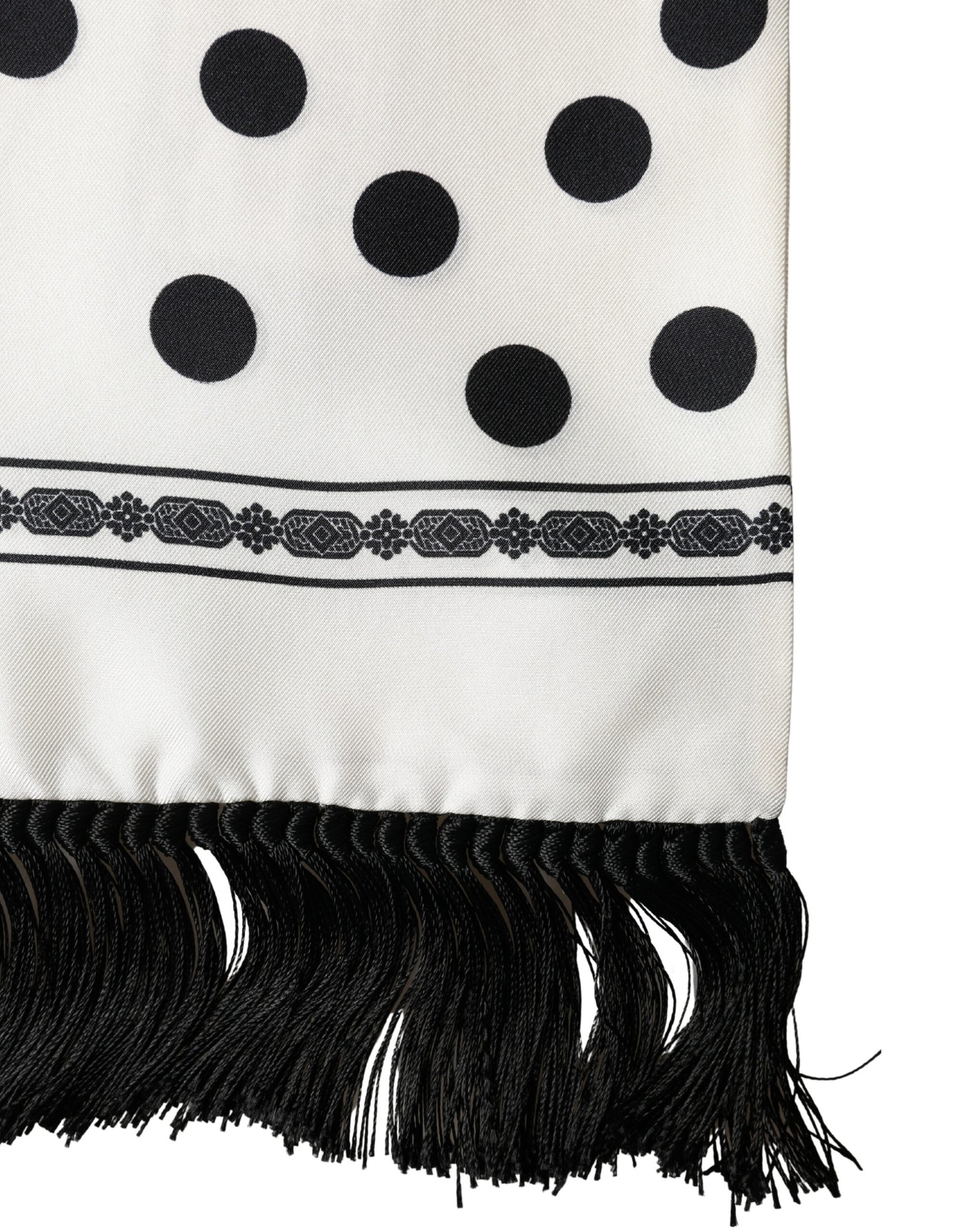 Dolce & Gabbana White Black Polka Dot Neck Wrap Foulard 165.5cmx32cm Scarf