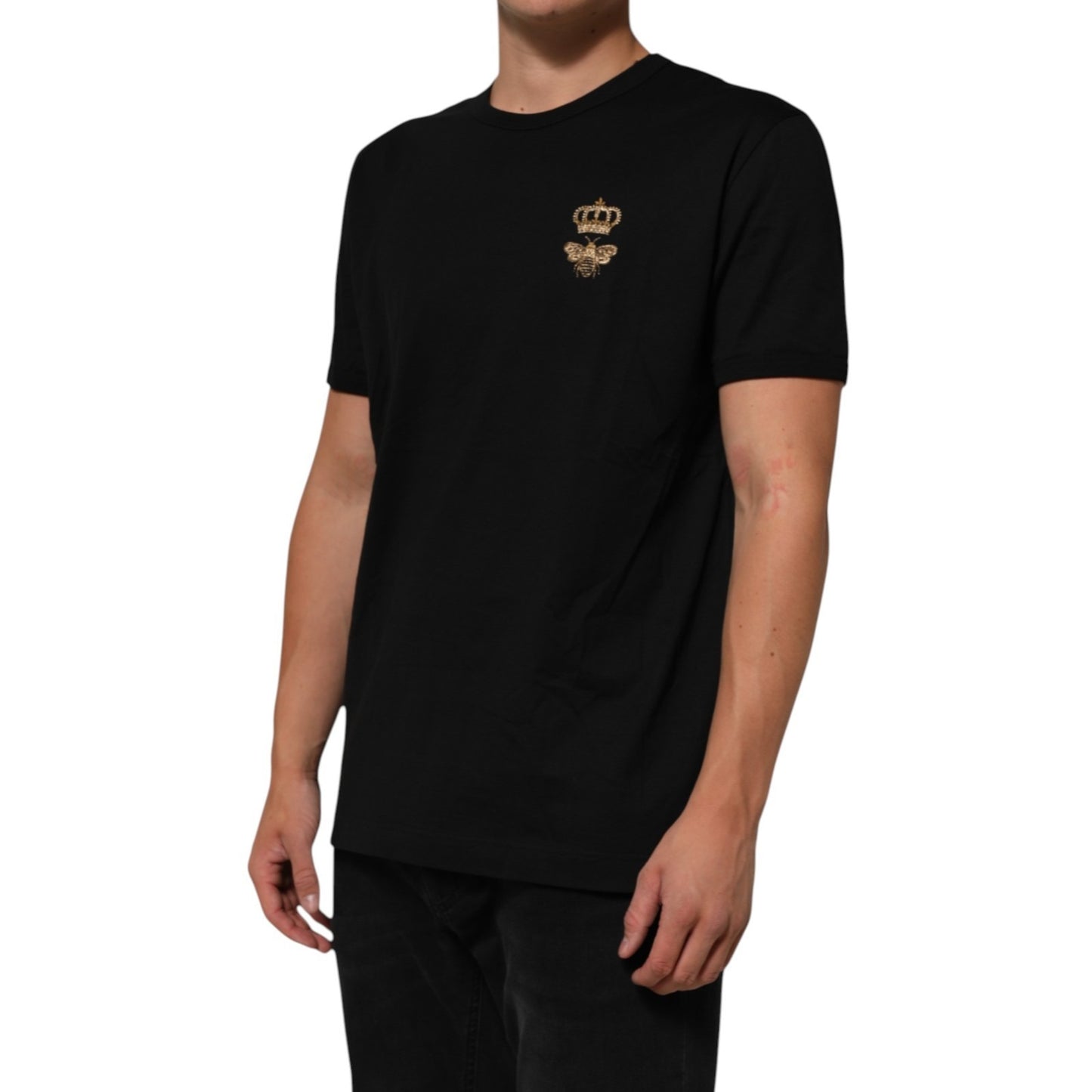 Dolce & Gabbana Black Crown Bee Cotton Short Sleeve T-shirt