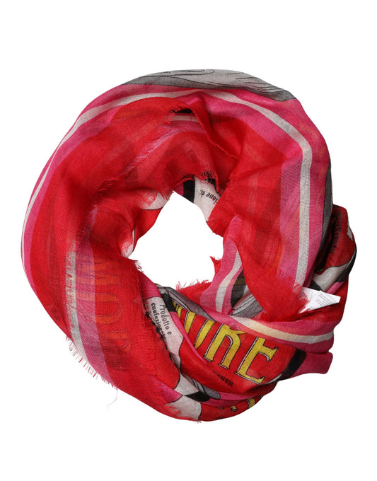 Dolce & Gabbana Pink DG Amore Print Neck Square Shawl 140cm x 140cm Scarf