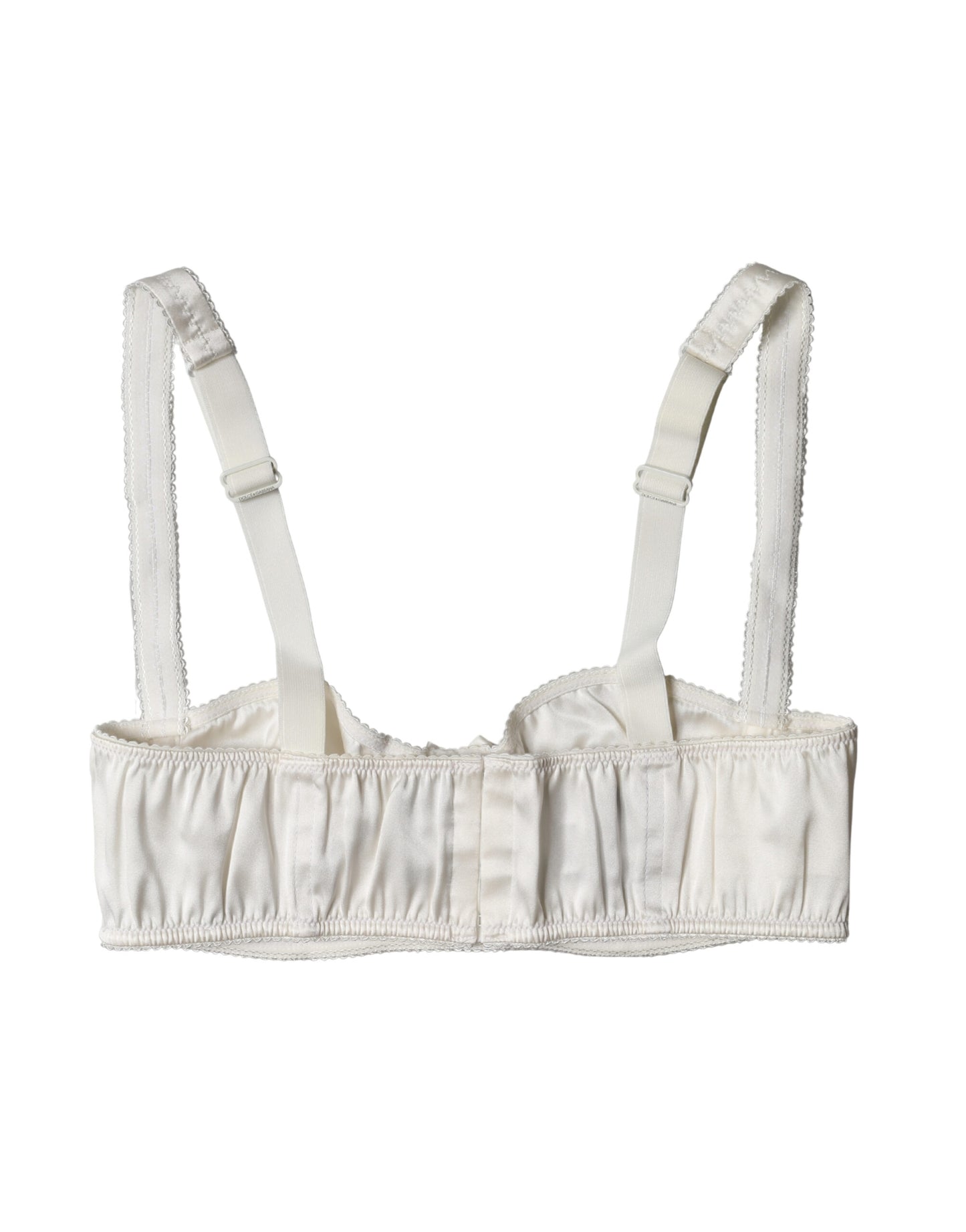 Dolce & Gabbana White Silk Satin Underwire Bra Semi Pad Underwear