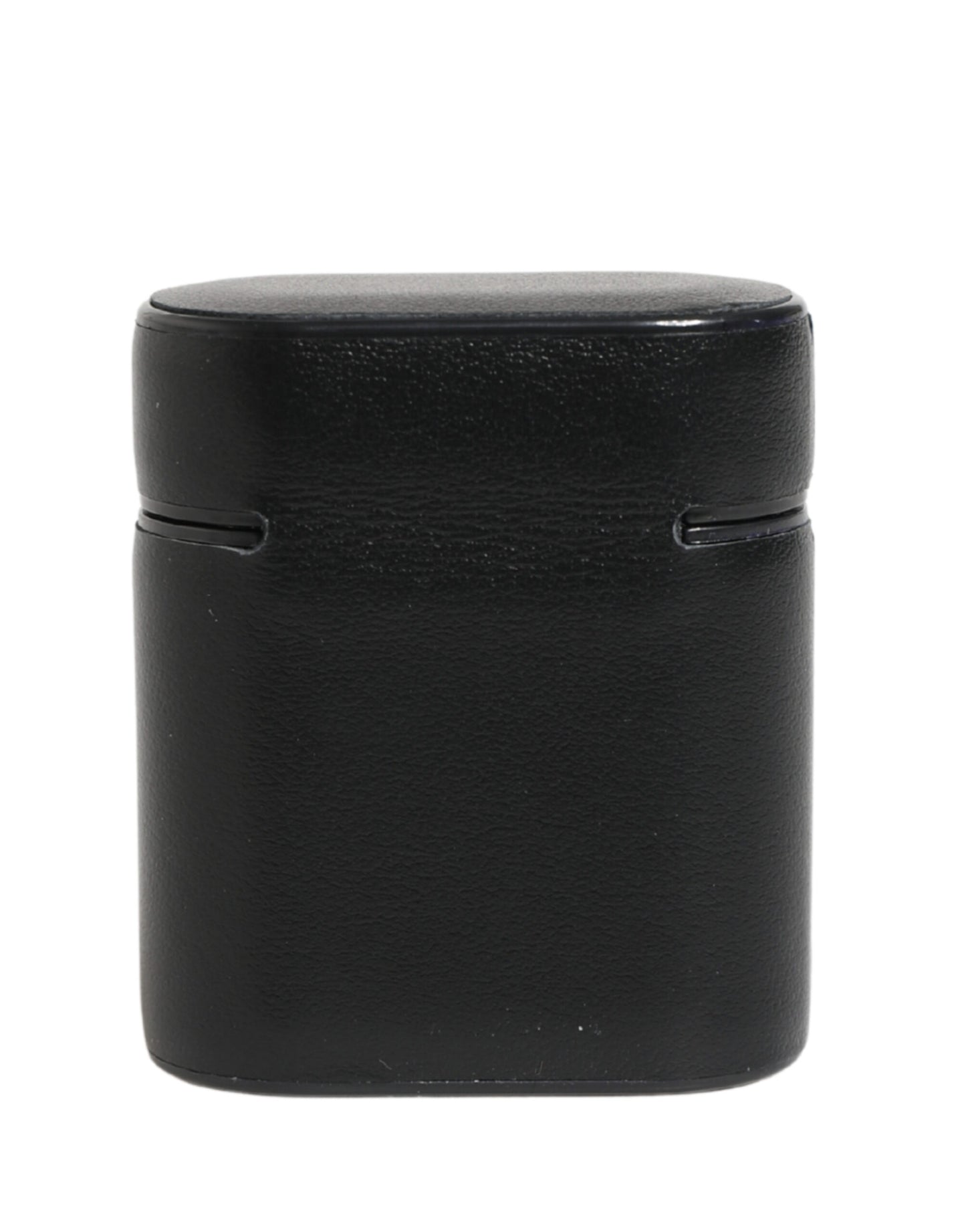 Dolce & Gabbana Black Calf Leather Logo Print Flip Holder Airpods Case