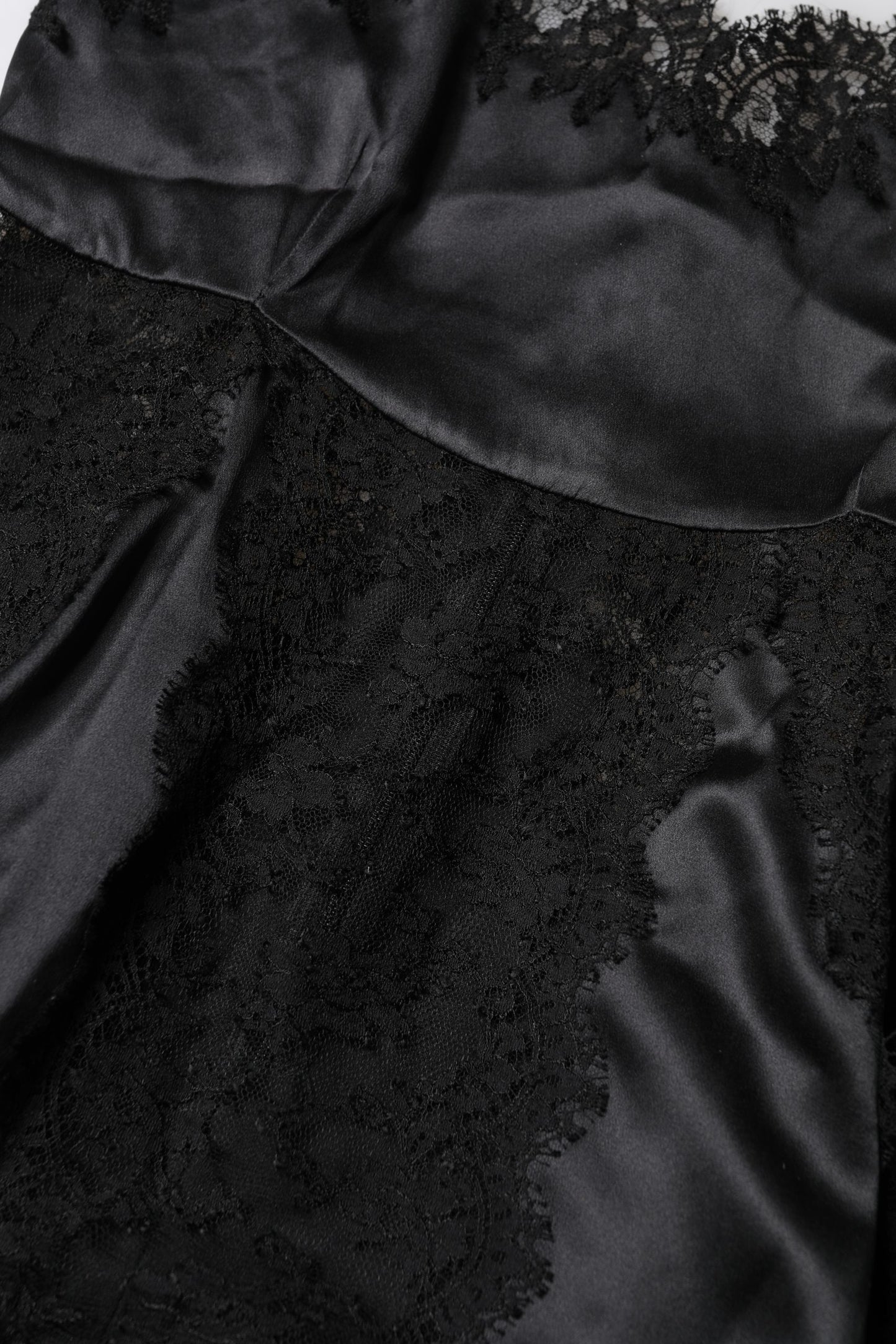 Dolce & Gabbana Black Silk Lace Trim Lingerie Top Underwear