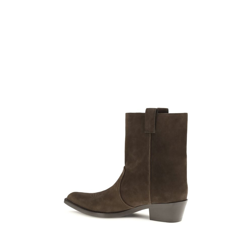 Khaite Brown Calf Leather Bos Taurus Ankle Boots