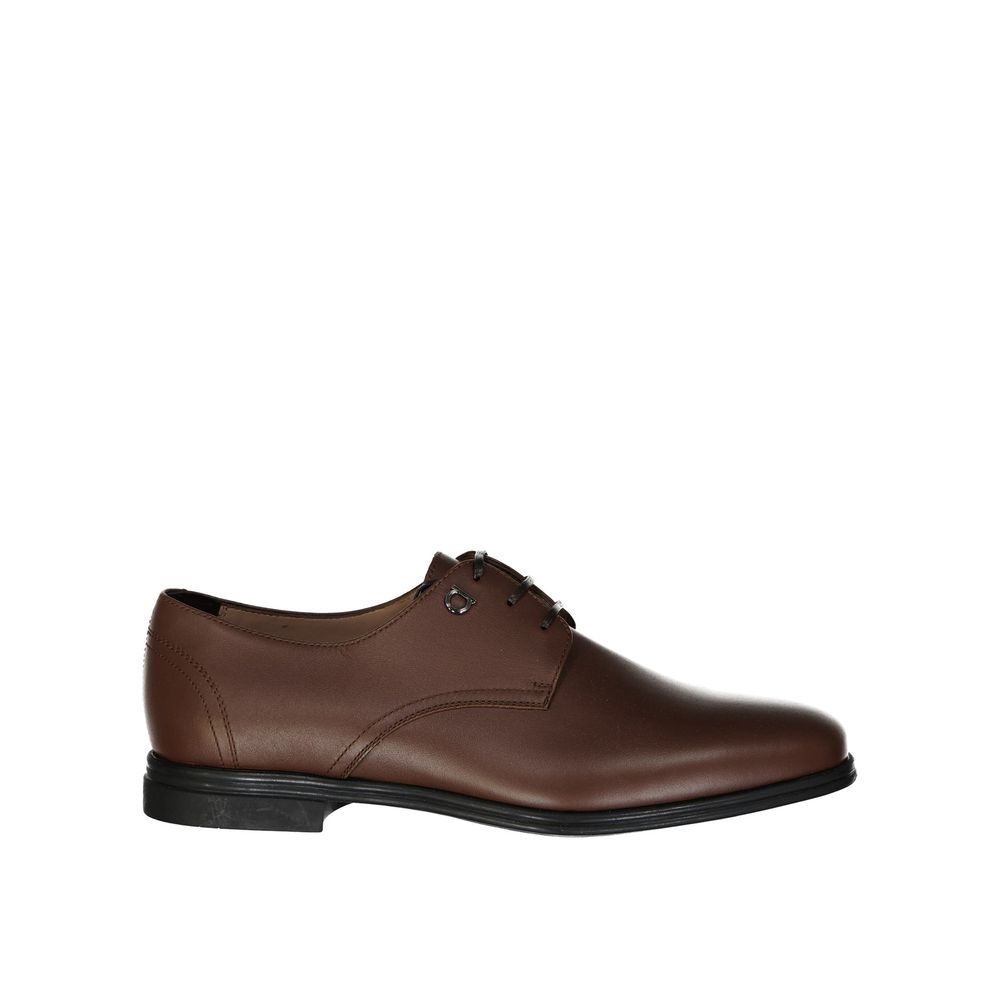 Salvatore Ferragamo Brown Leather Oxfords And Derbies