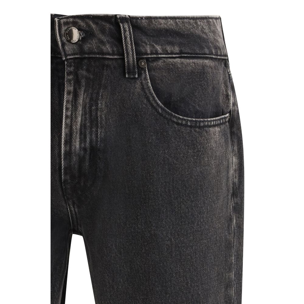 7FOR Black Cotton Straight-Leg Jeans